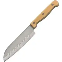 Kesper Santokumesser 90650, 13 cm Edelstahlklinge mit Kullenschliff, Bambusgriff