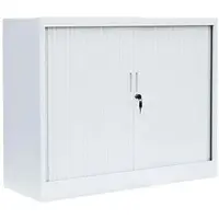 LÜLLMANN Rollladenschrank 555107, aus Metall, abschließbar, 100 x 75 x 46 cm (B/H/T), weiß, 1 Boden