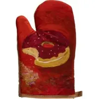 Fackelmann Ofenhandschuh Donut, 11017, rot, bis 250°C hitzebeständig, aus Baumwolle