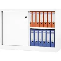 Bisley Schiebetürenschrank ECO, 1 Fachboden, 2 OH, Farbe verkehrsweiß, H 839 x B 1200 x T 430 mm