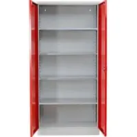 G-Office Werkzeugschrank FLC.196/NV, aus Metall, grau / rot, mit 4 Fachböden, abschließbar, 92 x 195 x 60 cm