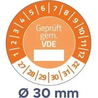 Avery Zweckform Zweckform Prüfplaketten 6986, Geprüft gem. VDE, 2027-2032, orange, Ø 30 mm, abziehsicher, 80 Stück