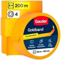 Gauder Kreppband Goldband, 48mm x 50m, für Innen und Außen, 4 Rollen
