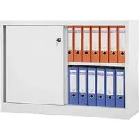 Bisley Schiebetürenschrank ECO, 1 Fachboden, 2 OH, Farbe lichtgrau, H 839 x B 1200 x T 430 mm