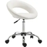 Duhome Drehhocker TYP 171XF, DH0422, Kunstleder, mit Rollen, mit Lehne, weiß