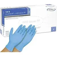 MaiMed Einmalhandschuhe Nitril blue PF, blau, 100 Stück, Nitril, chemikalienbeständig, lebensmittelecht, Größe S