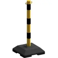 SCHAKE Absperrpfosten 460KBS, schwarz/gelb, aus Metall, mit Standfuß 40 x 40cm, mit 2 Ösen, 6 x 90cm