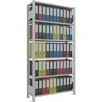 Schulte Aktenregal MULTIplus85, 36007, aus Metall, 5 Ordnerhöhen, 100 x 200 x 30 cm (B/H/T), lichtgrau