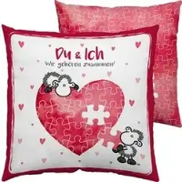 Sheepworld Sofakissen Du und ich, 45323, rosa, mit Bezug aus 100% Baumwolle, 38x38 cm