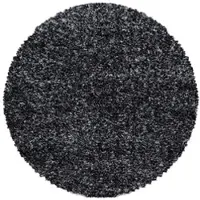Carpetsale24 Runder Hochflor Teppich Ø 80 cm Anthrazit – Shaggy, Flauschig & Pflegeleicht, Meliert, Jute-Rücken für kleine Räume & Eingangsbereich