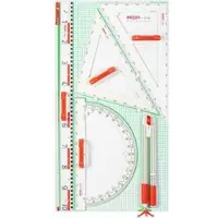 Wissner Tafelzeichengerät PROFI 3, Geräteplatte, Lineal, Zirkel, Winkelmesser & 2 Dreiecke je 60cm