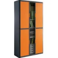 PaperFlow Rollladenschrank aus Metall und Kunststoff, abschließbar, 110x204x42cm (B/H/T) orange / anthrazit, 4 Böden