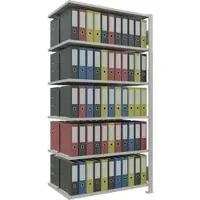 Schulte Anbauregal MULTIplus150, 36046, Aktenregal, 5 Ordnerhöhern, 100 x 200 x 60 cm, Doppelregal, grau