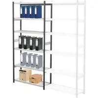 Kerkmann Aktenregal Stora 100, 51242915, aus Metall, 5 Ordnerhöhen, 100 x 225 x 30 cm (B/H/T), schwarz, lichtgrau