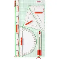 Wissner Tafelzeichengerät PROFI IV, Geräteplatte, Lineal, Zirkel, Winkelmesser & 2 Dreiecke je 50cm
