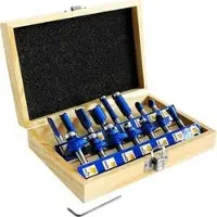 S&R Fräser 216900015, 8mm, 15-teiliges Set, mit Holzkassette, für Holz