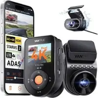Vantrue Dashcam Sonnet 1 Pro Max, Auto, 4K Weitwinkel-Kamera 155°, Innenraumkamera 155°, WLAN & GPS
