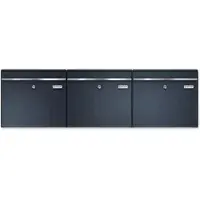 Metzler Briefkasten BK212-RE, horizontale 3er-Ausführung, austauschbare Namensschilder, abschließbar, B 1170 x T 116 x H 343 mm, Stahl, anthrazitgrau RAL 7016