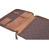 Menzo Schreibmappe MB47, deltabraun, Echt Leder , mit Reißverschluss und Tabletfach bis 13 Zoll, A4