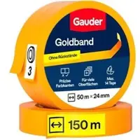 Gauder Kreppband Goldband, 24mm x 50m, für Innen und Außen, 3 Rollen