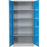 G-Office Aktenschrank FLC.196/N, aus Metall, abschließbar, 92 x 195 x 60 cm (B/H/T), lichtblau / lichtgrau