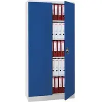G-Office Aktenschrank FLC.196/N, aus Metall, abschließbar, 92 x 195 x 60 cm (B/H/T), blau / lichtgrau