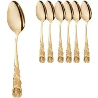 Gräwe Kaffeelöffel Rosendekor, 13 cm, Edelstahl 18/0, gold, 6 Stück