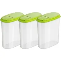 Kigima Schüttdose grün, aus Kunststoff, Set, 2 Liter, mit Klappdeckel, 3 Stück