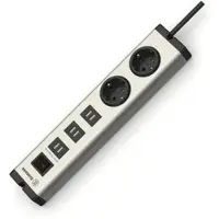 Ehmann Steckdosenleiste Multilader 6-Port Alu 1,5m, 2-fach, 6x USB-A, in grau, mit Schalter