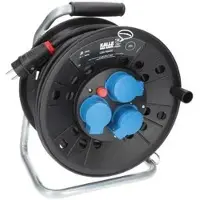Kalle-das-Kabel Kabeltrommel 118017, für außen IP44, 3x Schutzkontaktsteckdose, Kabeltyp H07RN 2,5 mm2, 25 m