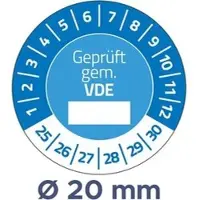 Avery Zweckform Zweckform Prüfplaketten 6985, Geprüft gem. VDE, 2025-2030, blau, Ø 20mm, abziehsicher, 120 Stück