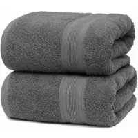 NatureMark Handtuch Premium, anthrazit, 70 x 140 cm, Duschtuch mit Bordüre, aus 100% Baumwolle, 500 g/m2, 2 Stück