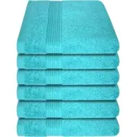 Dyckhoff Handtuch Siena Set, aqua, 30 x 50 cm, Gästetuch mit Bordüre, aus 100% Baumwolle, 500 g/m2, 6 Stück