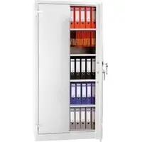 G-Office Aktenschrank FSC.1995, aus Metall, feuerfest, abschließbar, 95 x 195 x 55 cm (B/H/T), lichtgrau