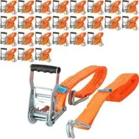 Böttcher-AG Spanngurt Haken & Ratsche, 6m x 35mm, orange, Zurrkraft bis 2000kg, 25 Stück