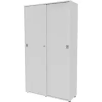 Quadrifoglio Schiebetürenschrank Idea, abschließbar, aus Holz mit 10 Fachböden, 120 x 214 x 45 cm (B/H/T), weiß