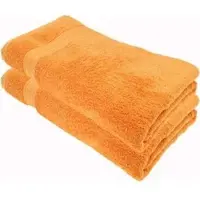 Julie Julsen Julie-Julsen Handtuch Bio, orange, 100 x 150 cm, Badetuch mit Bordüre, 100% Bio-Baumwolle, 550 g/m2, 2 Stück