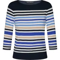 Betty Barclay Rundhalsshirt "Basic Shirt mit U-Boot-Ausschnitt", Damen, Gr. 36, blau (dunkelblau, weiß), Obermaterial: 95% Viskose CV. 5% Elasthan EL., Shirts Rundhalsshirt