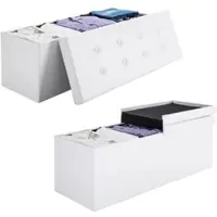 Casaria Sitzbank Weiß 80x40x40cm mit Stauraum faltbar