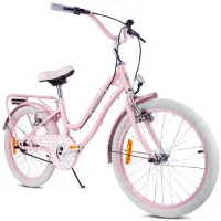 Sun baby Heart Bike Kinderfahrrad 20 Zoll Mädchen, Fahrrad für Kinder ab 6 Jahre, 1-Gang, V-Brake, Gepäckträger, Reflektoren Silver Moon Rosa, 20 Zoll