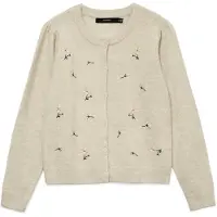 Vero Moda Strickjacke "VMFIORELLA EMB LS O-NECK SHORT CARD BOO" mit Blumenstickerei