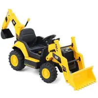HECHT Kinder Elektro-Bagger CAT BACKHOE YELLOW – Baufahrzeug für Kinder