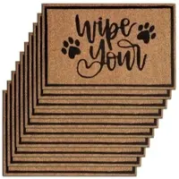 Amagohome Kokosmatte 10er Set 60 x 40 cm Motiv Fußmatte Türvorleger Fußabtreter Schmutzfangmatte Haustür : Wipe Your