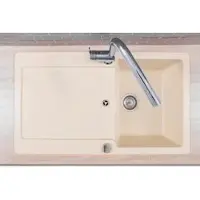 Respekta Küchenspüle Einbauspüle Spülbecken Granit 86 x 50 Vanille Creme Austin