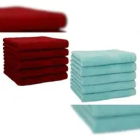 Betz 10 Stück Gästehandtücher PREMIUM 100% Baumwolle Gästetuch Set 30x50 cm rubinrot und ocean