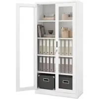DELUKE JAN NOWAK Vitrinenschrank Abschließbar AMELIA mit Glastüren 185 x 90 x 40 cm Weiß