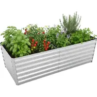 Relaxdays Hochbeet, verzinktes Metall, HxBxT: 57 x 180 x 90 cm, eckiges Gartenbeet für Gemüse, Kräuter, Blumen, silber