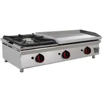 EURAST - Platte-frytop cd 15 mm gas glatte arbeitsplatte mit 1 brenner - 1005x450x280 mm - 11,8 Kw - 44436P00