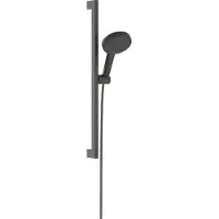 Hansgrohe Raindance Alive Select S Brauseset 125 3jet EcoSmart mit Brausestange Unica E Puro 65 cm und Easy Slide Brausehalter, Brushed Black Chrome