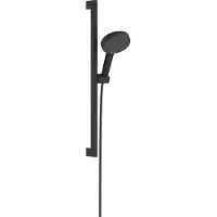 Hansgrohe Raindance Alive Select S Brauseset 125 3jet EcoSmart mit Brausestange Unica E Puro 65 cm und Easy Slide Brausehalter, Mattschwarz
